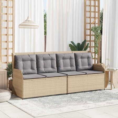 Banco de jardín con cojín Beige Poliratán
