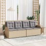 Banco de jardín con cojín Beige Poliratán
