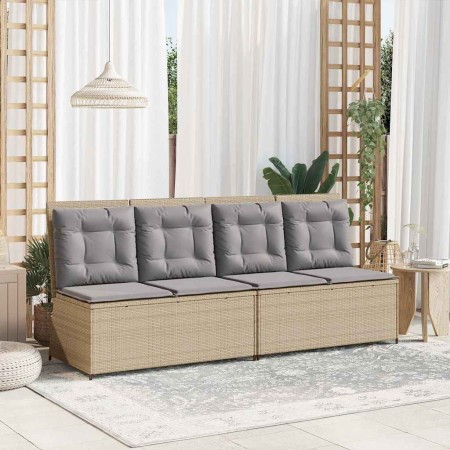 Banco de jardín con cojín Beige Poliratán