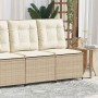 Sofá de jardín con cojín Beige Poliratán