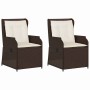 Banco de jardín con cojín 2 pcs Marrón Poliratán