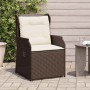 Banco de jardín con cojín 2 pcs Marrón Poliratán