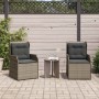 Banco de jardín con cojín 2 pcs Gris Poliratán