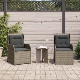 Banco de jardín con cojín 2 pcs Gris Poliratán