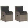 Banco de jardín con cojín 2 pcs Gris Poliratán