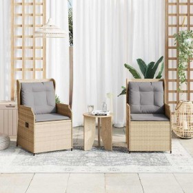 Banco de jardín con cojín 2 pcs Beige Poliratán