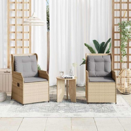 Banco de jardín con cojín 2 pcs Beige Poliratán