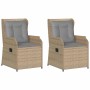 Banco de jardín con cojín 2 pcs Beige Poliratán