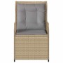 Banco de jardín con cojín 2 pcs Beige Poliratán