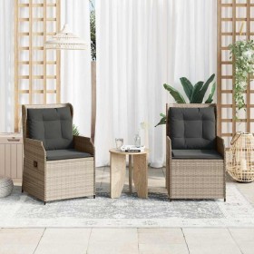 Banco de jardín con cojín 2 pcs Gris claro Poliratán