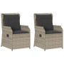 Banco de jardín con cojín 2 pcs Gris claro Poliratán