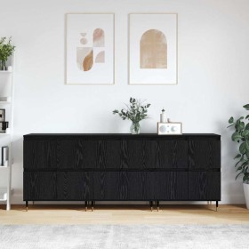 Tableros Lateral 3 pcs Roble negro 180 x 35 x 70 cm