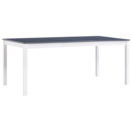 Mesa de comedor de madera de pino blanco y gris 180x90x73 cm
