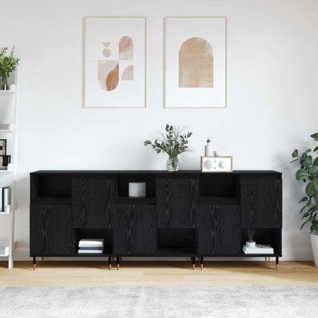 Tableros Lateral 3 pcs Roble negro 180 x 35 x 70 cm