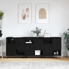 Tableros Lateral 3 pcs Roble negro 180 x 35 x 70 cm