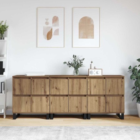 Tableros Lateral 3 pcs Roble artisan 180 x 35 x 70 cm