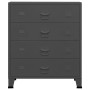 Cajonera industrial de metal gris antracita 78x40x93 cm