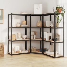 Shelving 4 levels 3 units steel and anthracite gray plywood by vidaXL, Industrial shelving - Ref: Foro24-3154152, Price: 142,...