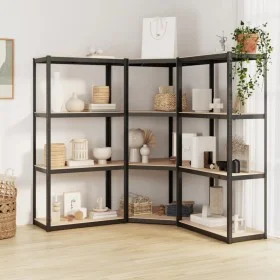 Shelving 4 levels 3 units steel and anthracite gray plywood by vidaXL, Industrial shelving - Ref: Foro24-3154152, Price: 147,...