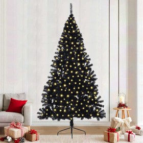 Árbol de Navidad con luces de cuerda decorativa Negro 240 cm