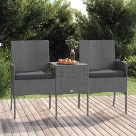 2-Sitzer-Gartensofa mit anthrazitfarbenem synthetischem Rattantisch von vidaXL, Outdoor-Sofas - Ref: Foro24-317624, Preis: 17...