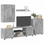 Juego de mueble de TV de 4 piezas 4 pcs Gris hormigón