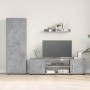 Juego de mueble de TV de 4 piezas 4 pcs Gris hormigón