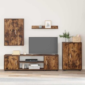 Juego de mueble de TV de 4 piezas 4 pcs roble ahumado