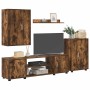 Juego de mueble de TV de 4 piezas 4 pcs roble ahumado