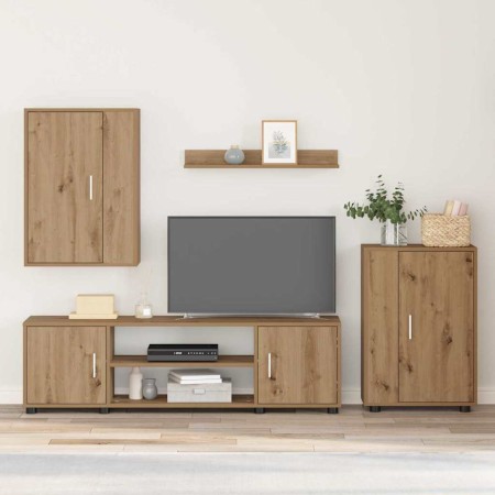 Juego de mueble de TV de 4 piezas 4 pcs Roble artisan