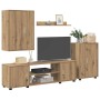 Juego de mueble de TV de 4 piezas 4 pcs Roble artisan