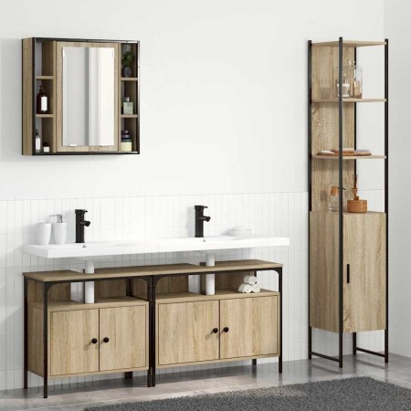 Juego de muebles de baño 4 pcs Roble Sonoma 33 x 33 x 185.5 cm