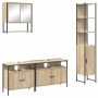 Juego de muebles de baño con estante 4 pcs Roble Sonoma Mediano