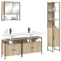 Juego de muebles de baño con estante 4 pcs Roble Sonoma Mediano
