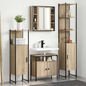 Juego de muebles de baño 4 pcs Roble Sonoma 33 x 33 x 185.5 cm