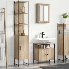 Juego de muebles de baño 3 pcs Roble Sonoma 33 x 33 x 185.5 cm