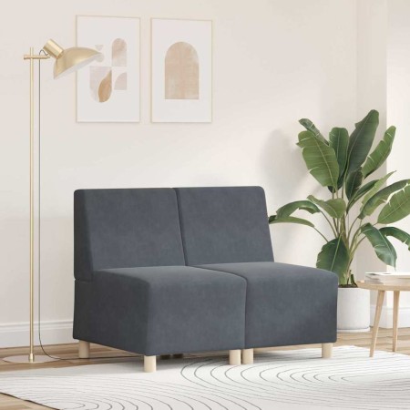 Unidad de Sofá Modular sin Brazos 2 pcs Gris oscuro