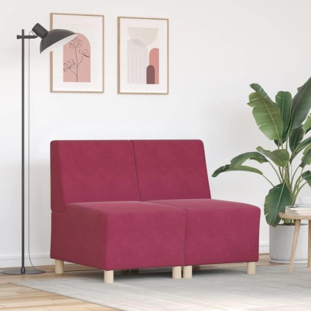 Unidad de Sofá Modular sin Brazos 2 pcs Rojo vino tinto