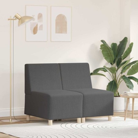 Unidad de Sofá Modular sin Brazos 2 pcs Gris oscuro