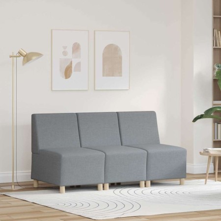 Unidad de Sofá Modular sin Brazos 3 pcs Gris claro