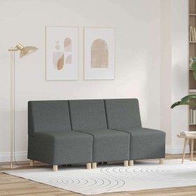 Unidad de Sofá Modular sin Brazos 3 pcs Gris oscuro