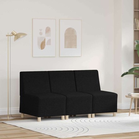 Unidad de Sofá Modular sin Brazos 3 pcs Negro 55 x 74 x 82 cm