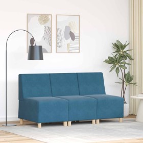 Unidad de Sofá Modular sin Brazos 3 pcs Azul 55 x 74 x 82 cm