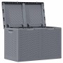 Caja de almacenaje para jardín PP aspecto de ratán gris 180 L