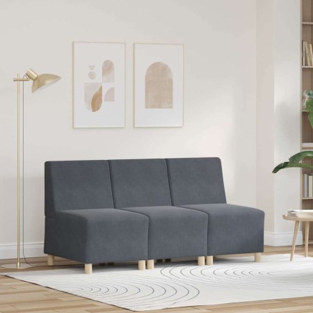 Unidad de Sofá Modular sin Brazos 3 pcs Gris oscuro
