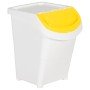 Cubos de basura apilables con tapa 3 uds PP blanco 120 L