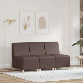 Unidad de Sofá Modular sin Brazos 3 pcs Marrón 55 x 74 x 82 cm