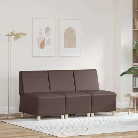Unidad de Sofá Modular sin Brazos 3 pcs Marrón 55 x 74 x 82 cm