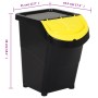 Cubos de basura apilables con tapa 3 uds PP negro 120 L