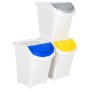 Cubos de basura apilables con tapa 3 uds PP blanco 120 L